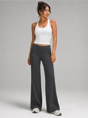 Lululemon Wide Leg Yoga Pants Gray High Rise Stretch Athletic Size 6
